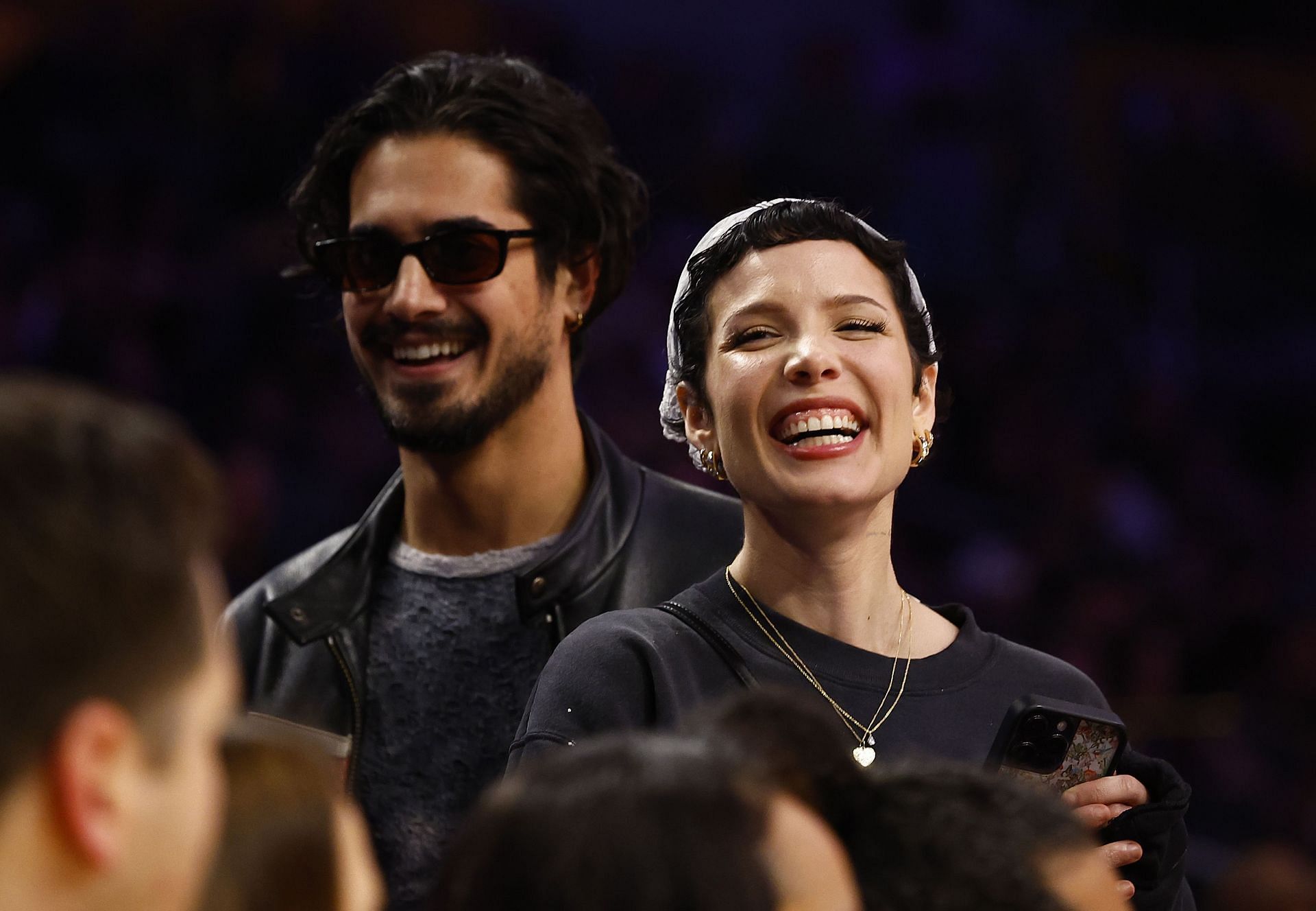 Avan Jogia and Halsey attend basketball game between the Los Angeles Lakers and the Toronto Raptors on November 10, 2024. (Image via Getty)
