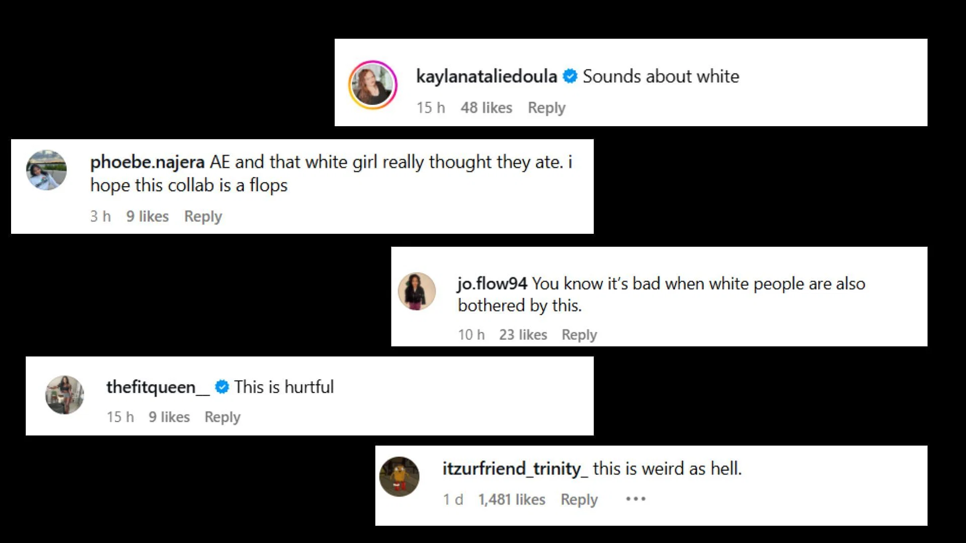 Screenshot of netizens&#039; reactions to American Eagle&#039;s new Ad campaign (Image via Insatgram/@americaneagle)