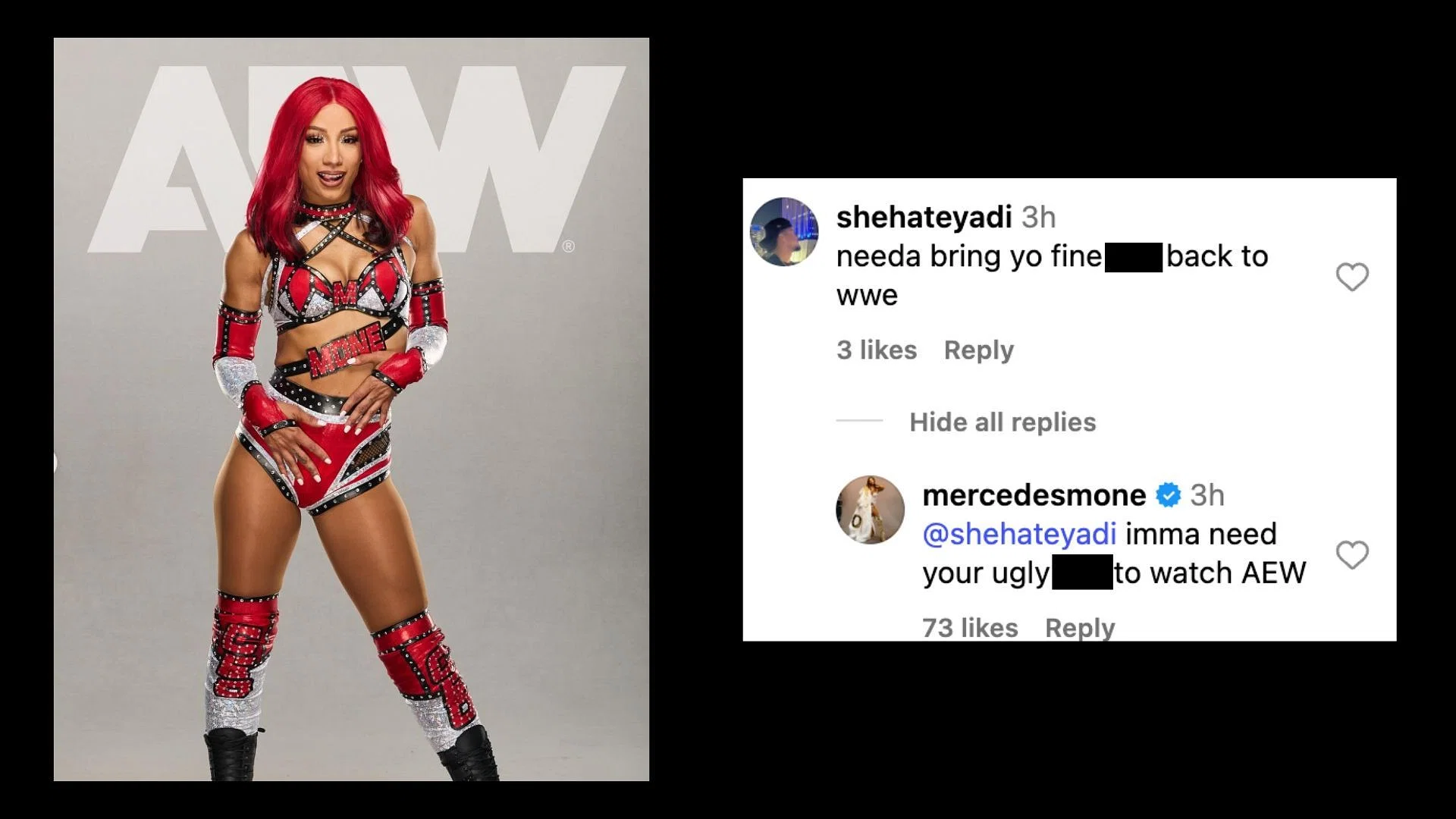 Mon&eacute; shut down a wrestling fan today on social media. [Image credit: Mercedes Mon&eacute; on Instagram]