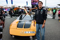 George Russell turns up to Silverstone in a Mercedes C111 ahead of the F1 British GP