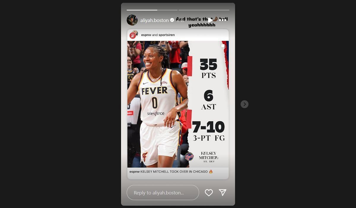 (Image Credit: Aliyah Boston/Instagram)