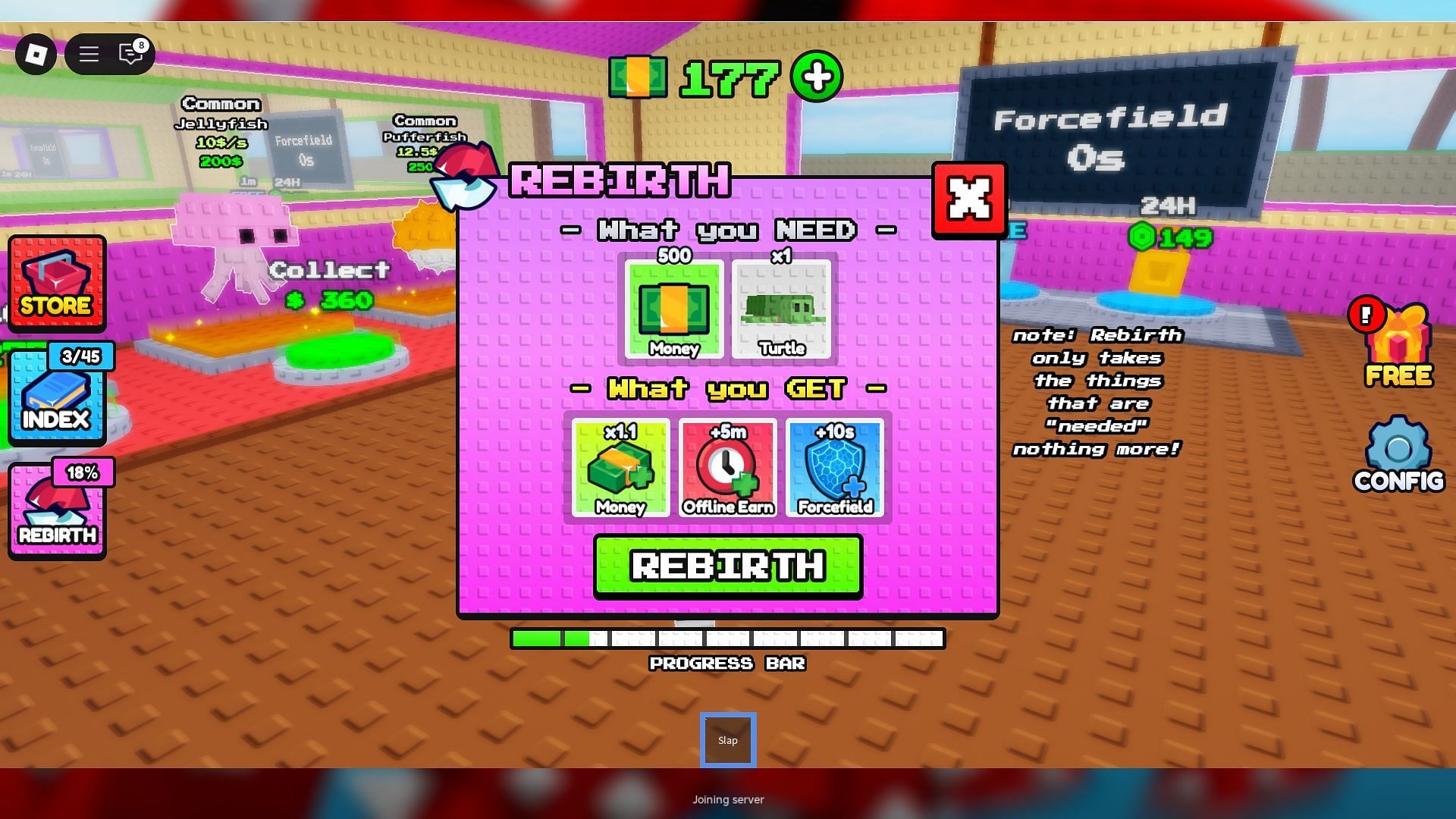 Requirements to perform the first rebirth (Image via Roblox)