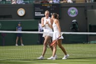 Petra Kvitova and Emma Navarro after their opening match at the 2025 Wimbledon Championships. (Source: Getty)