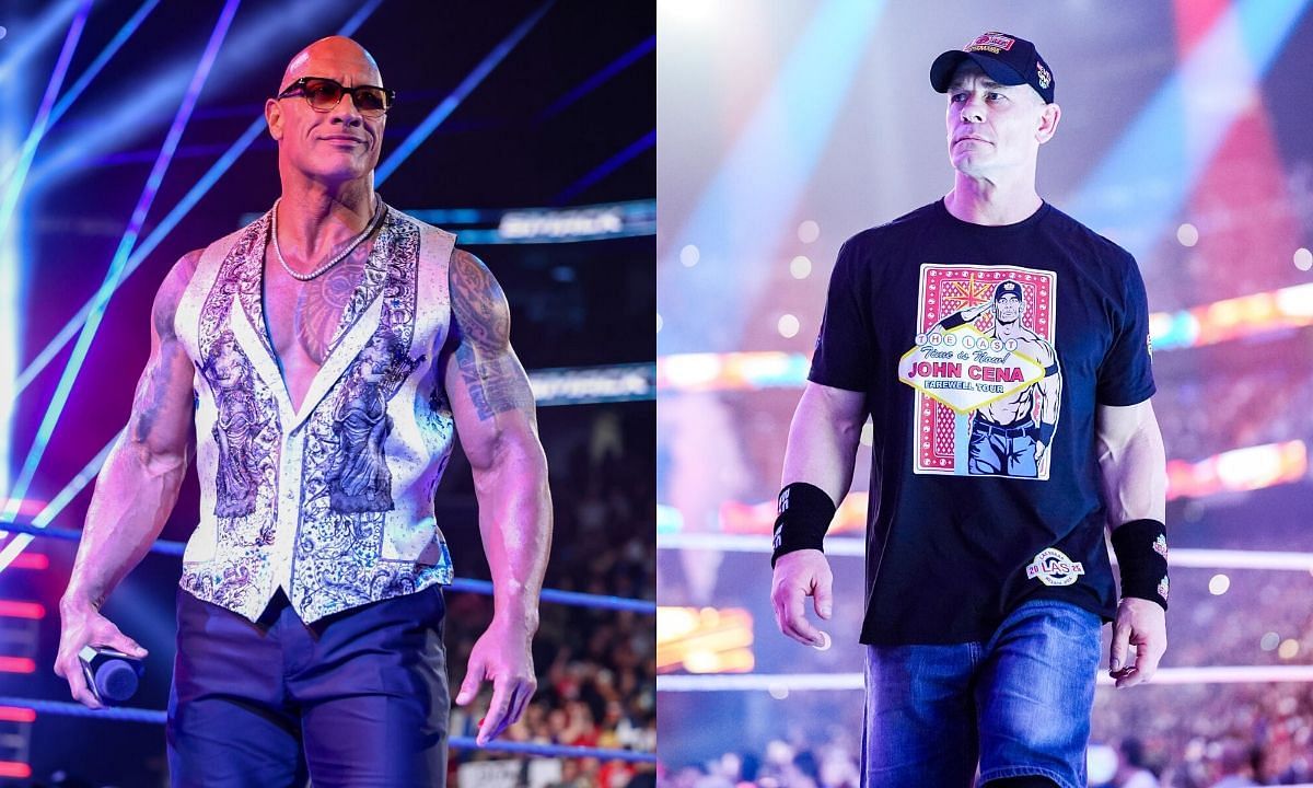 The Rock (L) and John Cena (R). [Photo credit: WWE.com]