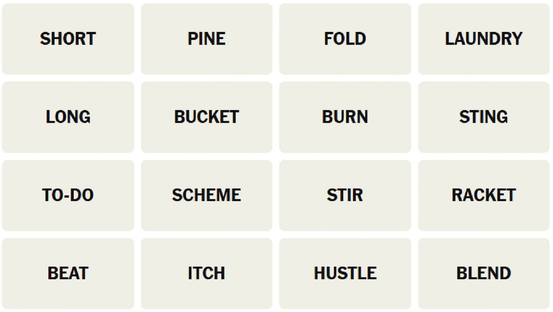 All words for the New York Times Connections puzzle for today (Image via The New York Times)