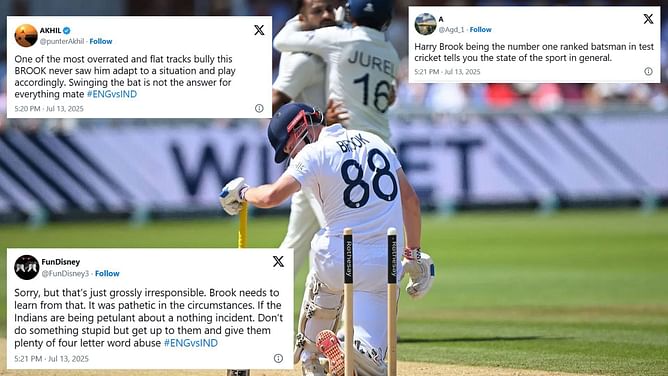 "Worst ever player to get generational shouts?"- Fans slam Harry Brook for his atrocious shot selection in ENG vs IND 2025 3rd Test