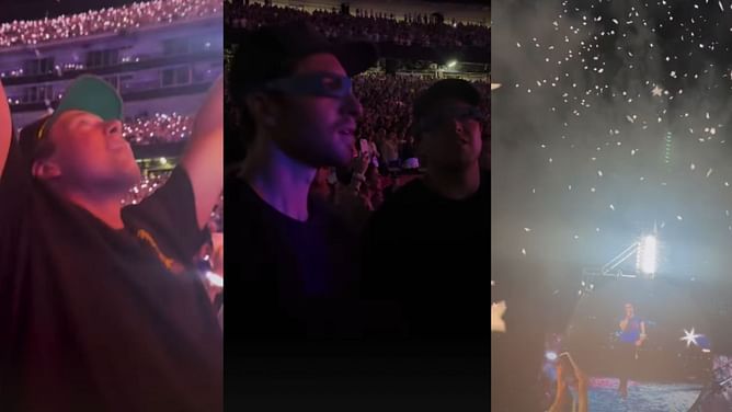 Jeremy Swayman and teammate Charlie McAvoy attend Coldplay concert with their partners Alessandra and Kiley