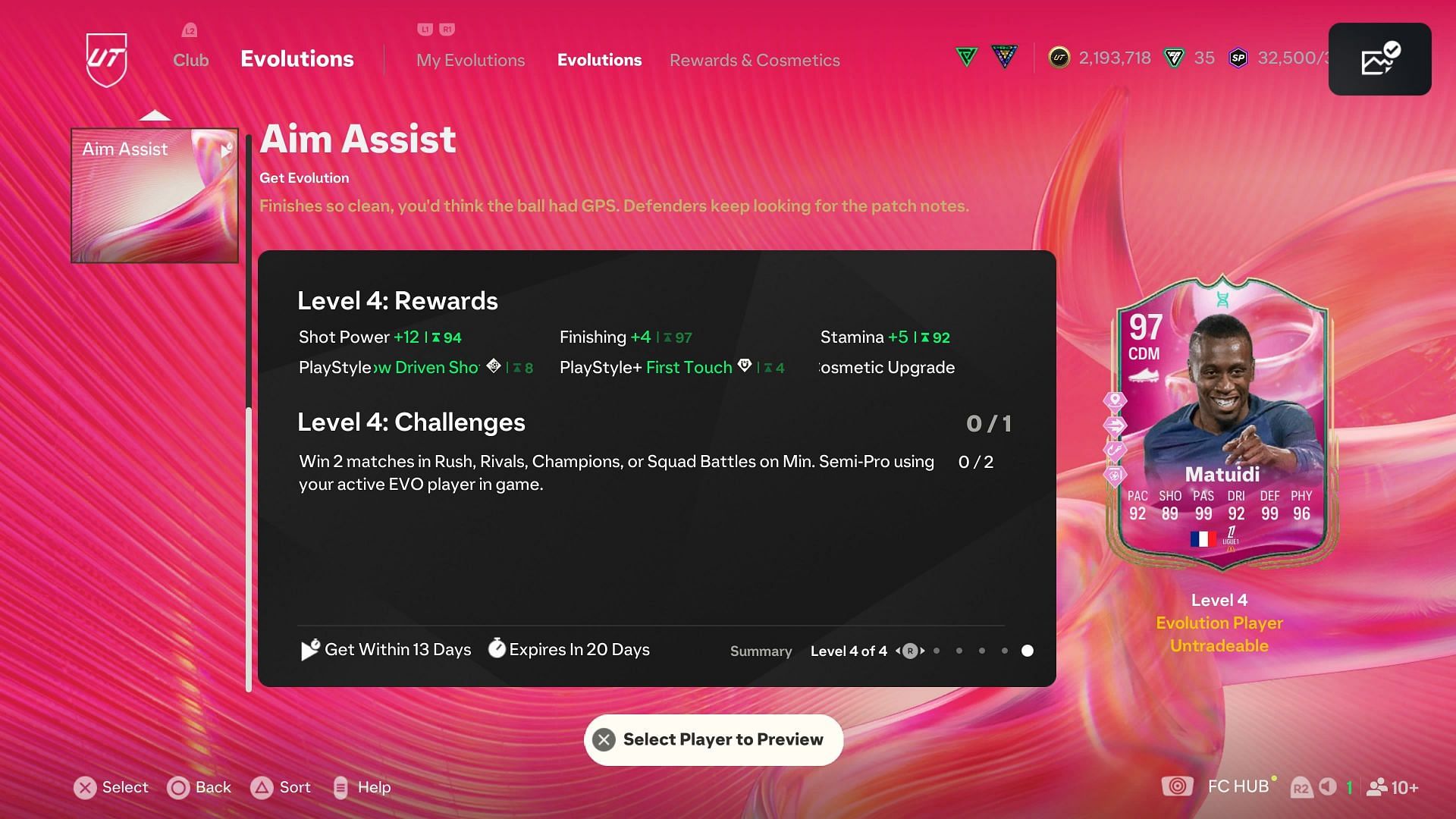 The EVO has four levels (Image via EA Sports)