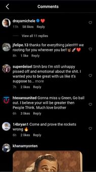 Comment by Draya Michele on the farewell post of Jalen Green