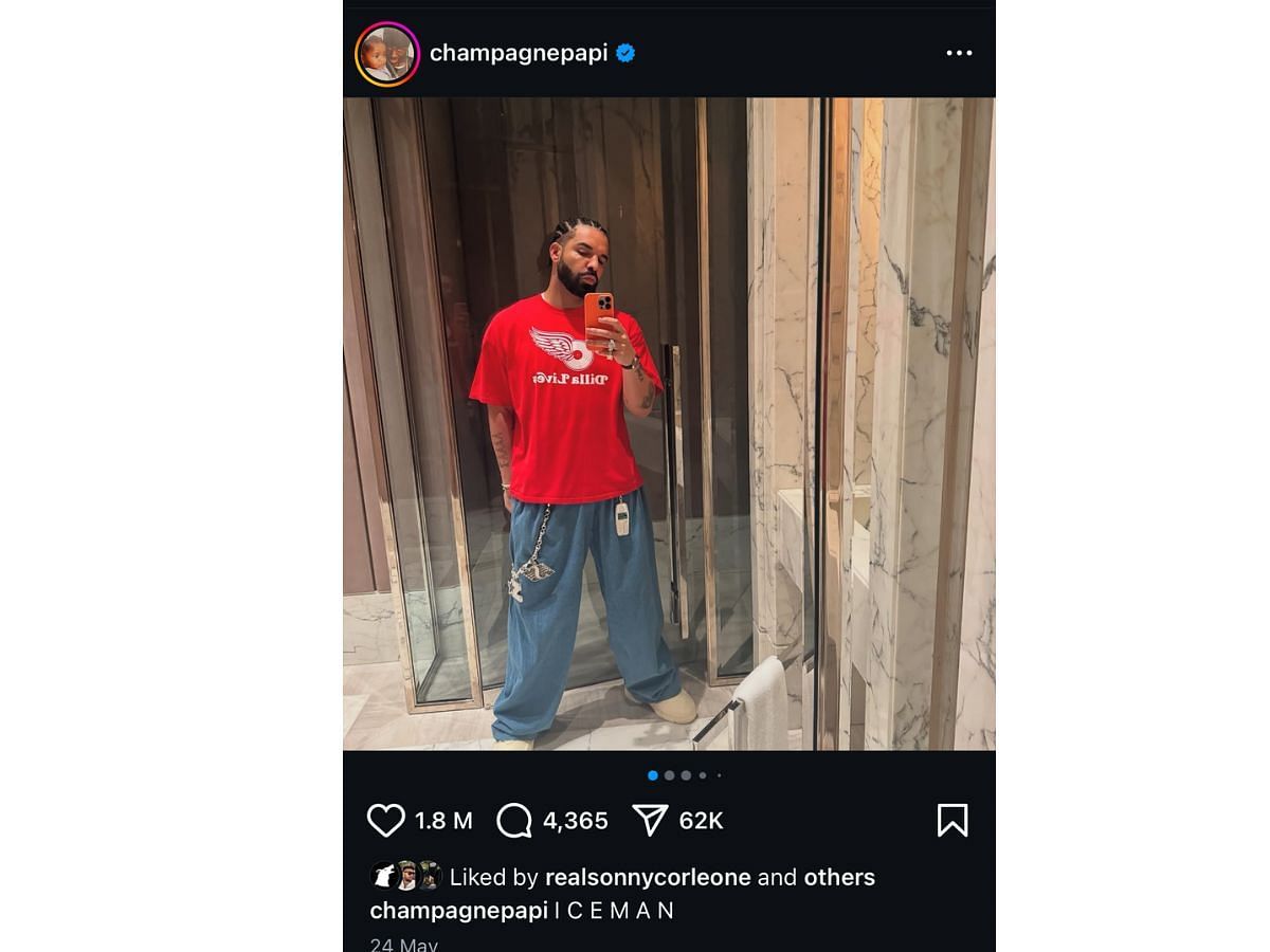 Drizzy&rsquo;s IG post teasing Iceman (Image via Instagram/ @champagnepapi)