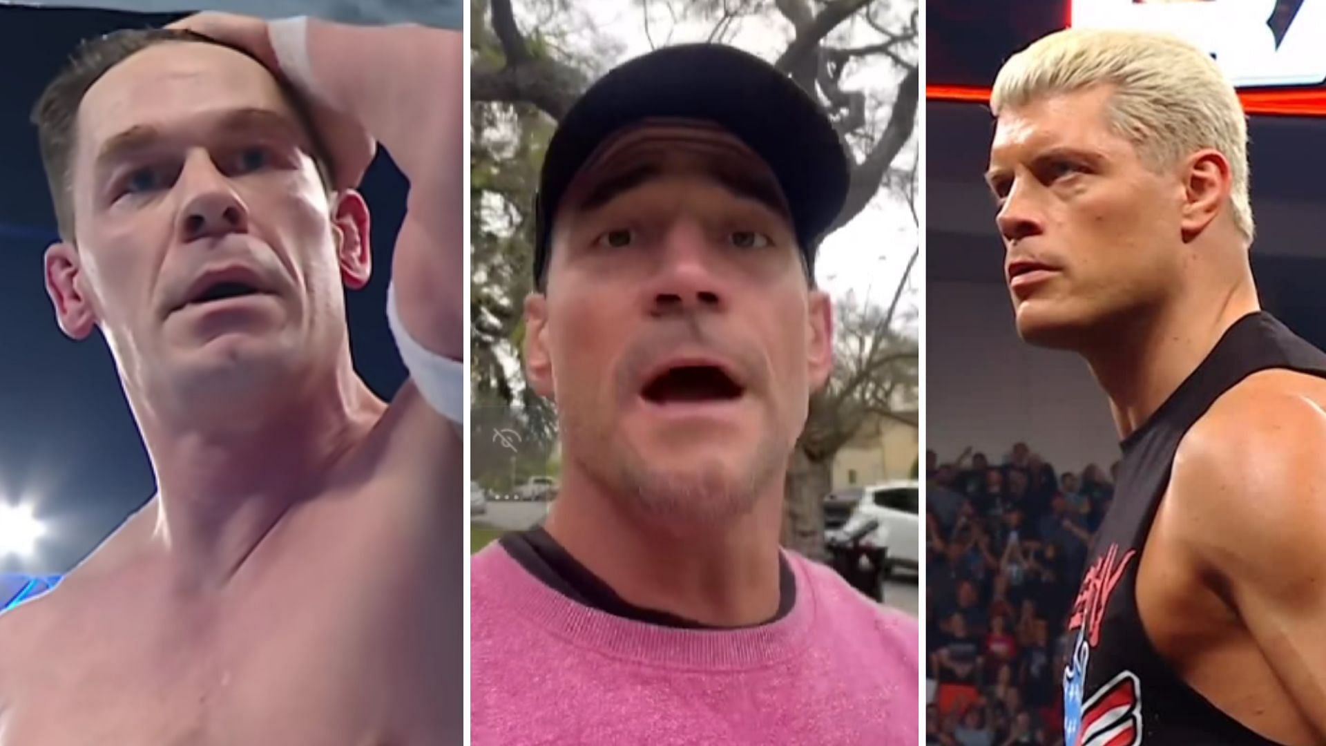 John Cena (left), CM Punk (middle), Cody Rhodes (right) [Image credits: WWE