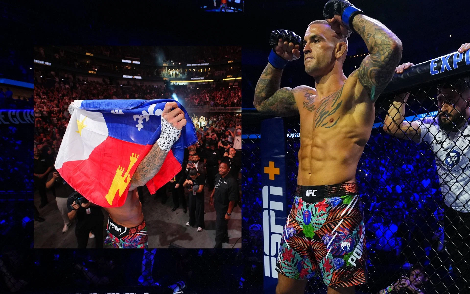 Dustin Poirier walks out of octagon after UFC 318. [Images courtesy: Getty]