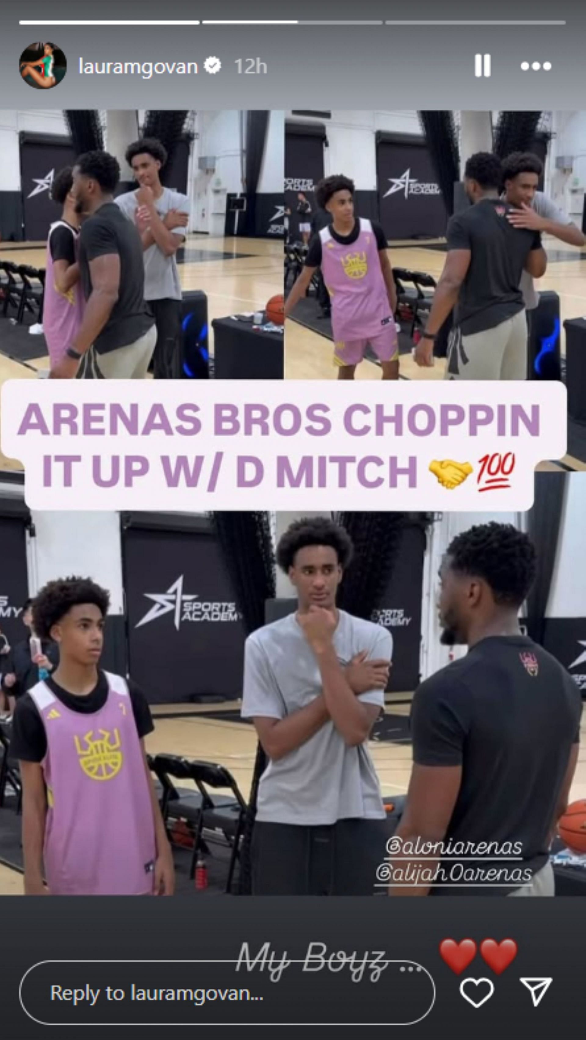 Laura Govan shares 2-word reaction as sons Aloni &amp; Alijah Arenas link up with Donovan Mitchell days after Alijah&#039;s season-ending injury (Image via Instagram @lauramgovan)
