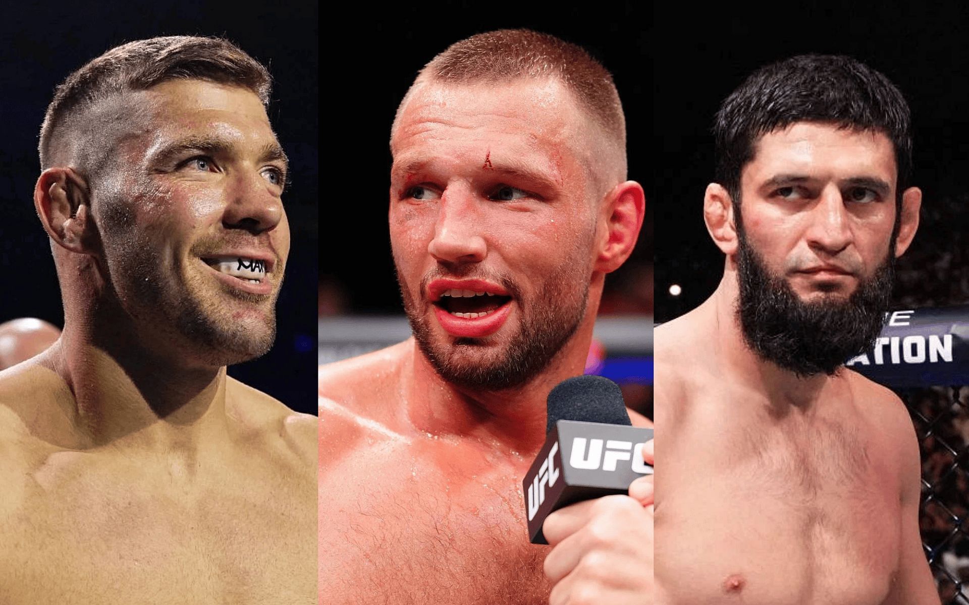 Reinier de Ridder (middle) issues stern warning to Dricus du Plessis (left) and Khamzat Chimaev (right). [Images courtesy: Getty]