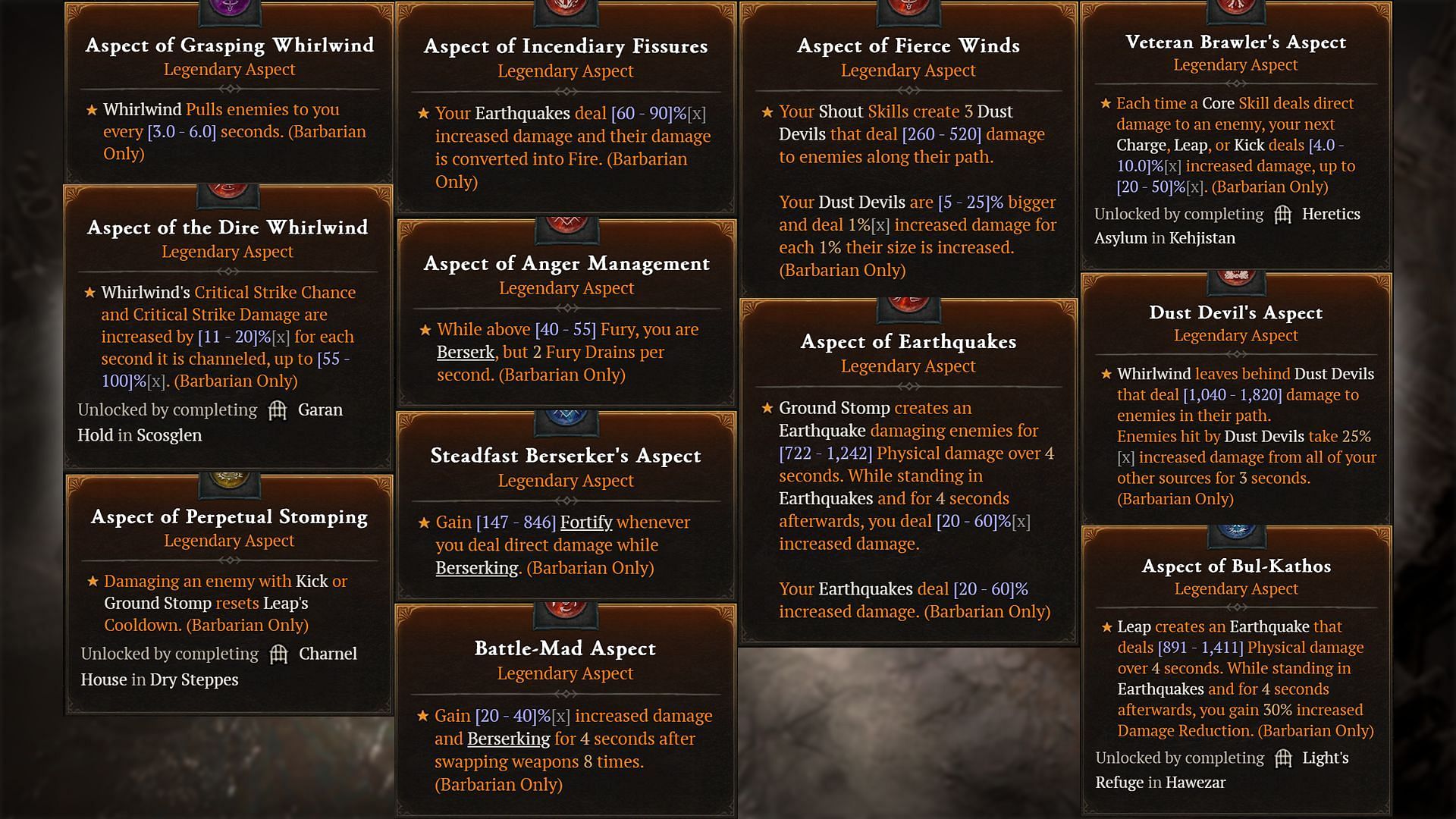 Having the right Aspect equipped can make or break your build, so keep an eye on the proper aspect while exploring in Diablo 4 (Image via Blizzard Entertainment)