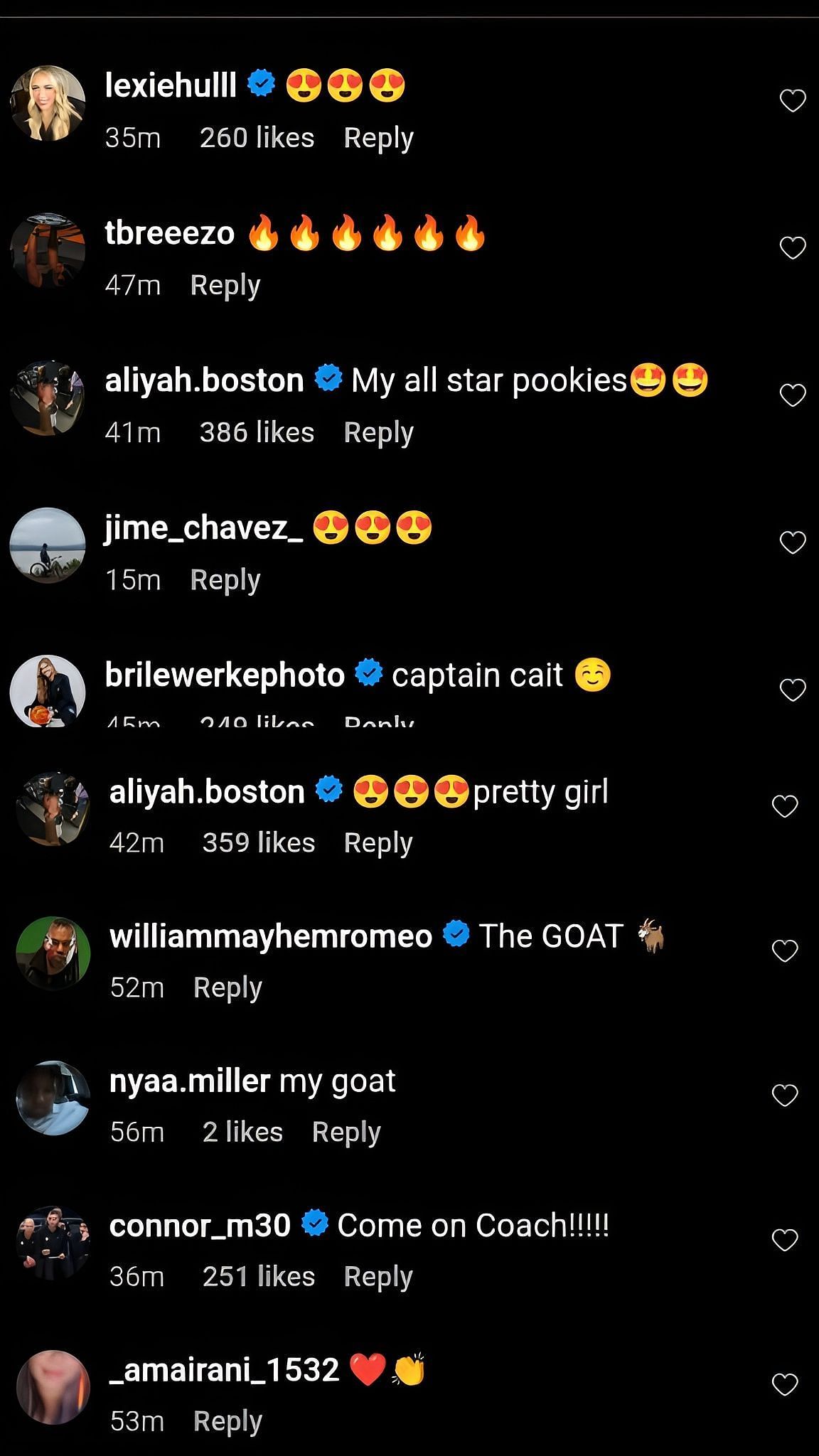 Comments on Caitlin Clark&#039;s post