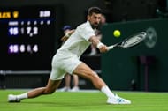 Novak Djokovic in his first round clash at Wimbledon 2025 | Getty Images