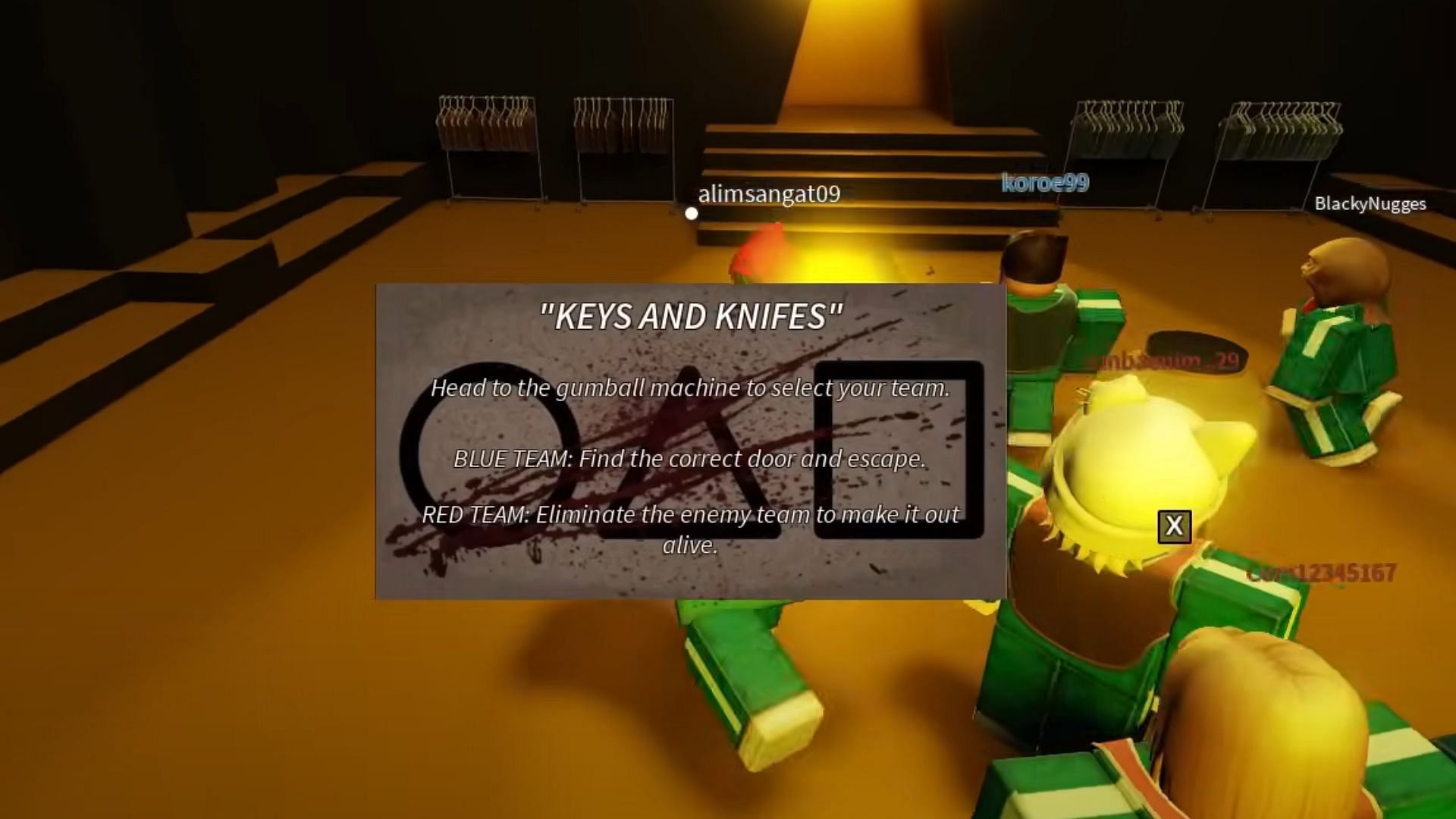 Hráči modrých tímov musia nájsť výstup (obrázok cez Roblox)