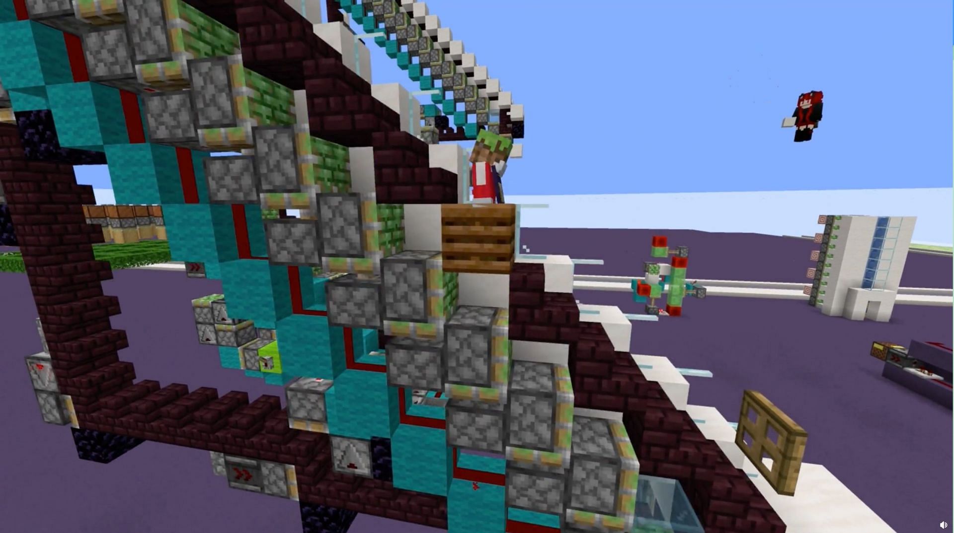 A Minecraft player builds a working redstone escalator 
