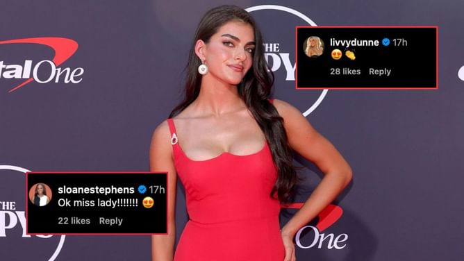 Livvy Dunne, Sloane Stephens, and other celebrities comment on Toni Breidinger’s stunning Red dress for the ESPYs
