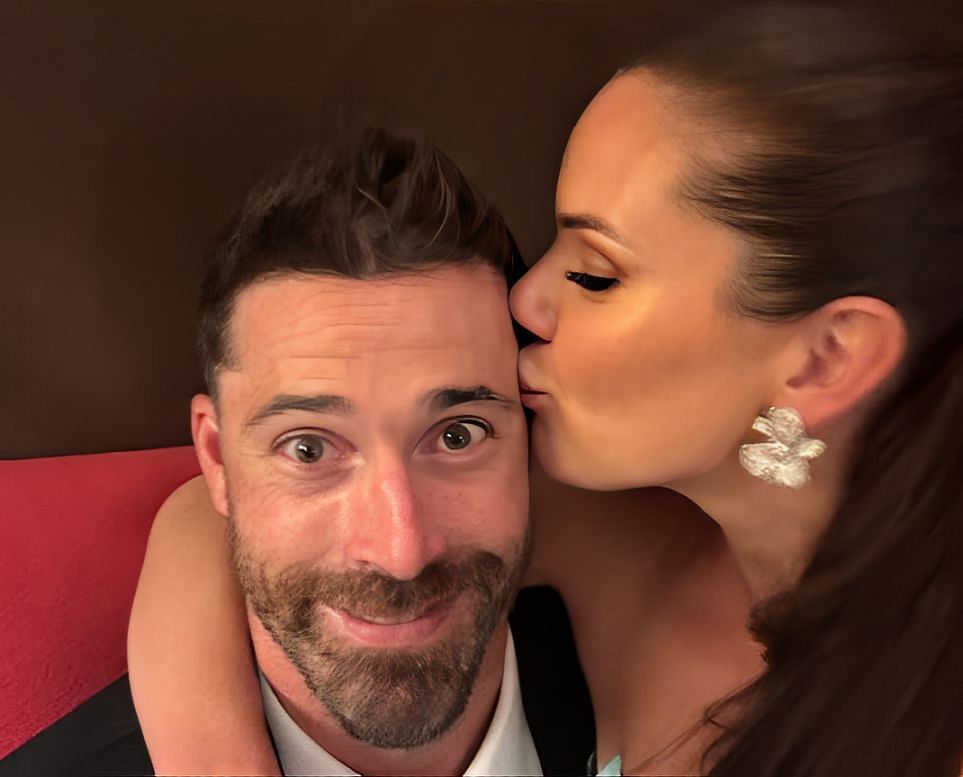 Erik Gudbranson shares light moment with wife Sarah at Zach Werenski&rsquo;s wedding reception (via Instagram/@sarahsweetnam)