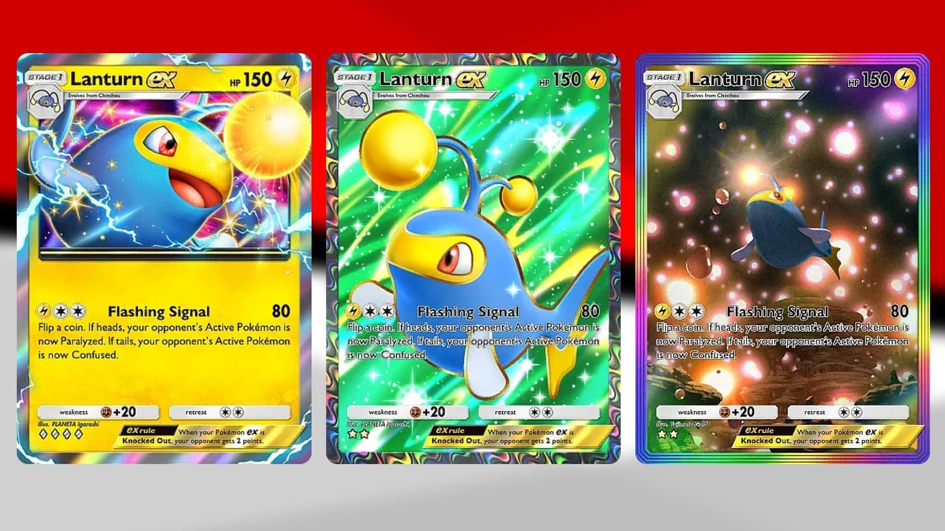All Lanturn ex variants from Wisdom of Sea and Sky (Image via TPC)