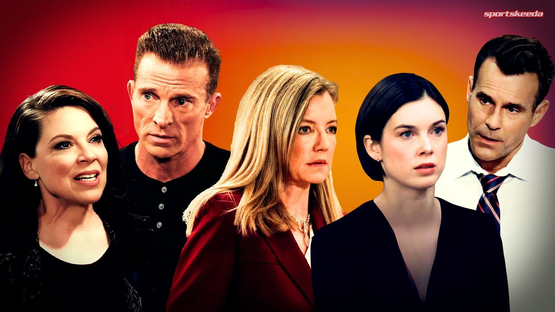 From left, Obrecht, Jason, Nina, Willow and Drew on General Hospital (Custom edit by Sportskeeda, Original images via ABC Network)