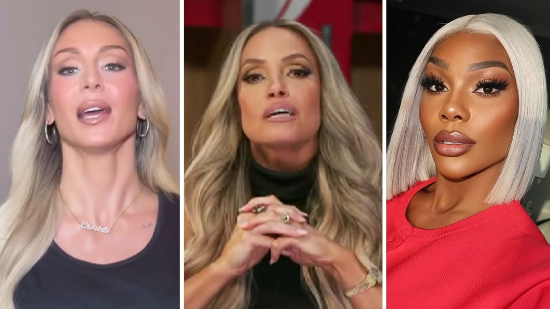 Charlotte Flair (left), Trish Stratus (middle), Jade Cargill (right) [Image credits: WWE