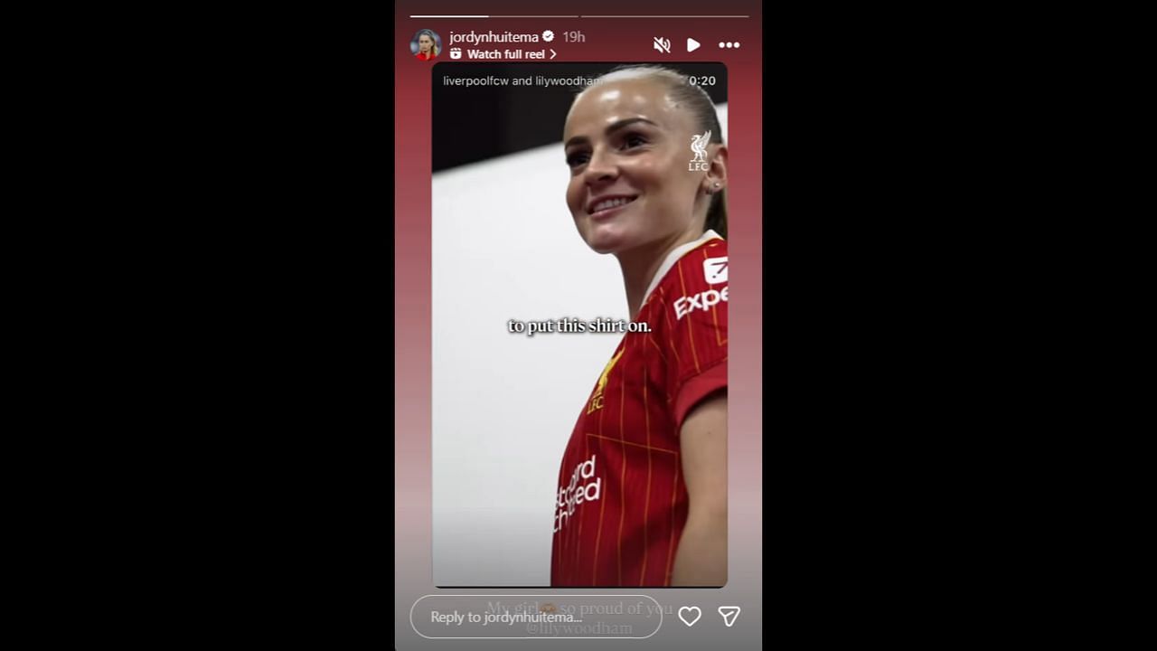 Screenshot of Jordyn Huitema&#039;s Instagram Story (Image from - Instagram.com/@jordynhuitema IG Stories)