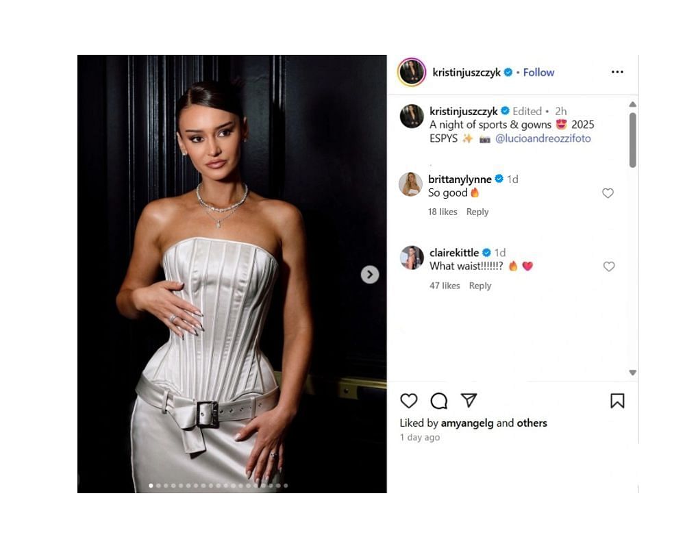 Patrick Mahomes&#039; wife Brittany Mahomes gets honest about Kristin Juszczyk&#039;s Sydney Sweeney-inspired 2025 ESPYs outfit [IG/@kristinjuszczy]k
