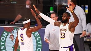 LeBron James reacts as Rajon Rondo recreates iconic father-son moment from Lakers' 2020 championship triumph