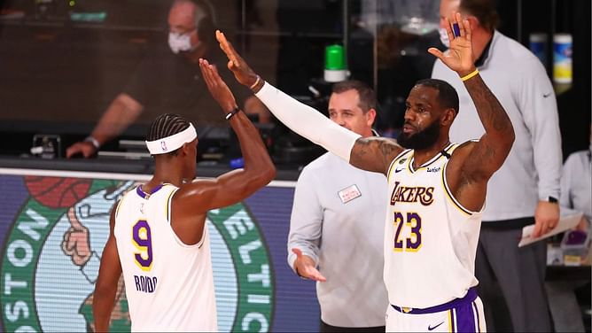 LeBron James reacts as Rajon Rondo recreates iconic father-son moment from Lakers' 2020 championship triumph
