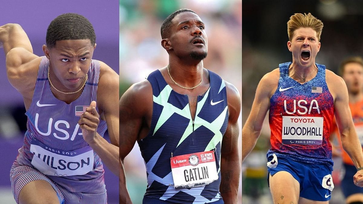 Justin Gatlin gets hyped up as Quincy Wilson and Hunter Woodhall shatter World records