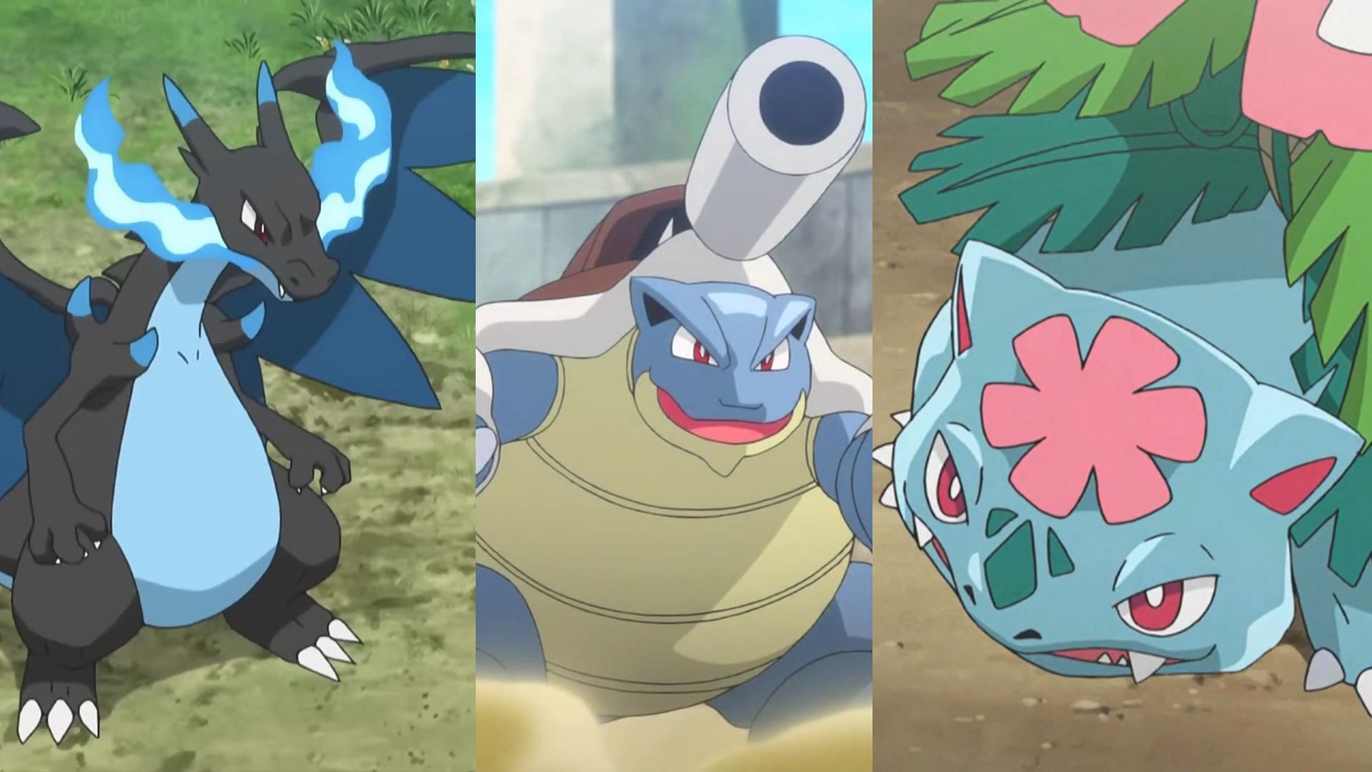 Mega Kanto Starters as seen in the anime (Image via The Pokemon Company)