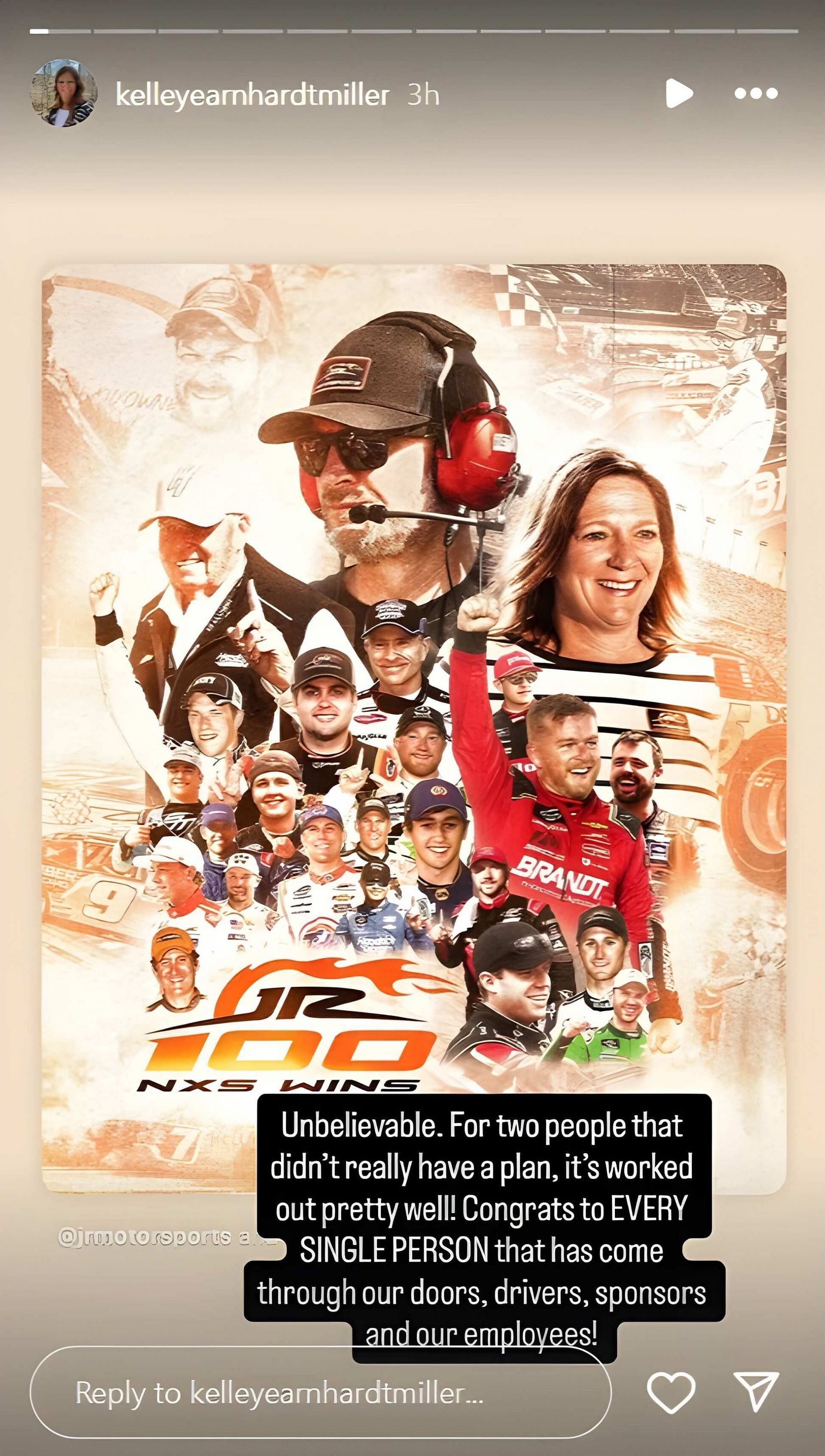 Kelley Earnhardt&#039;s story on Instagram. Source: via Instagram, @kelleyearnhardtmiller