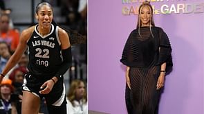 "LeBron James bring that NBA team to Vegas" - WNBA fans gush as Savannah James and Zhuri link up with A’ja Wilson courtside after Aces win