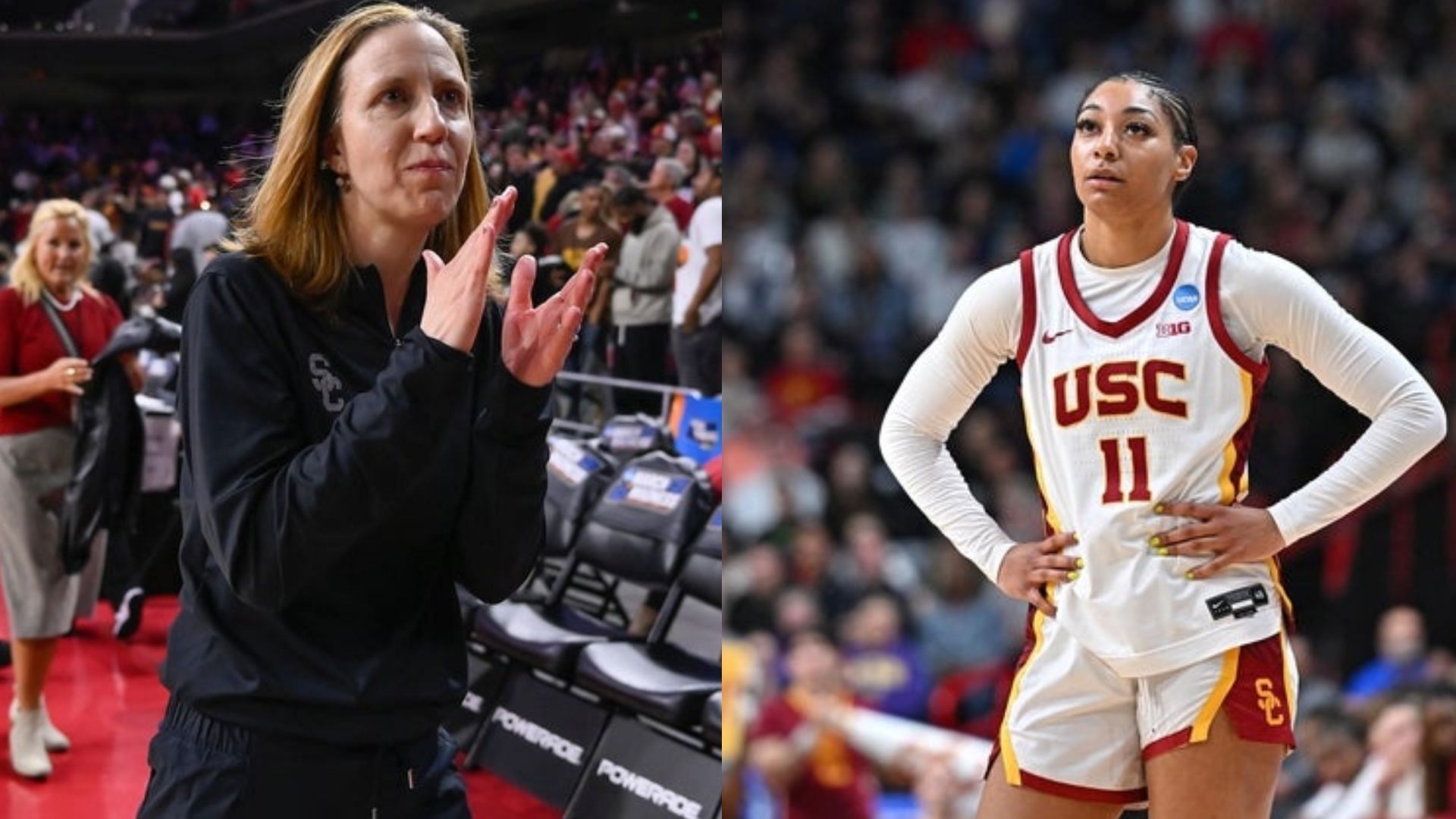 USC coach Lindsay Gottlieb and Kennedy Smith
