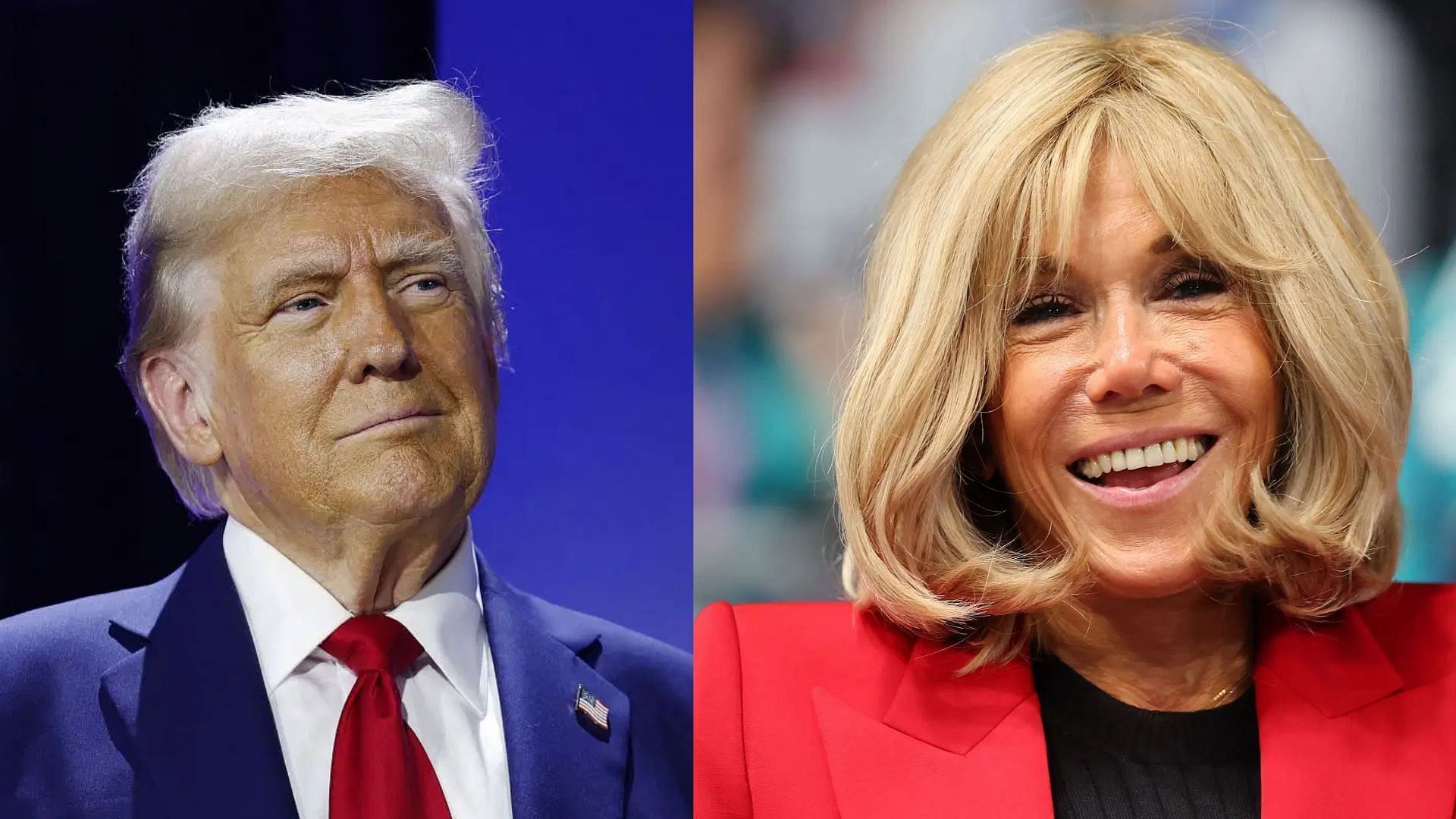 From L to R, Donald Trump and Brigitte Macron: Image via Getty Images