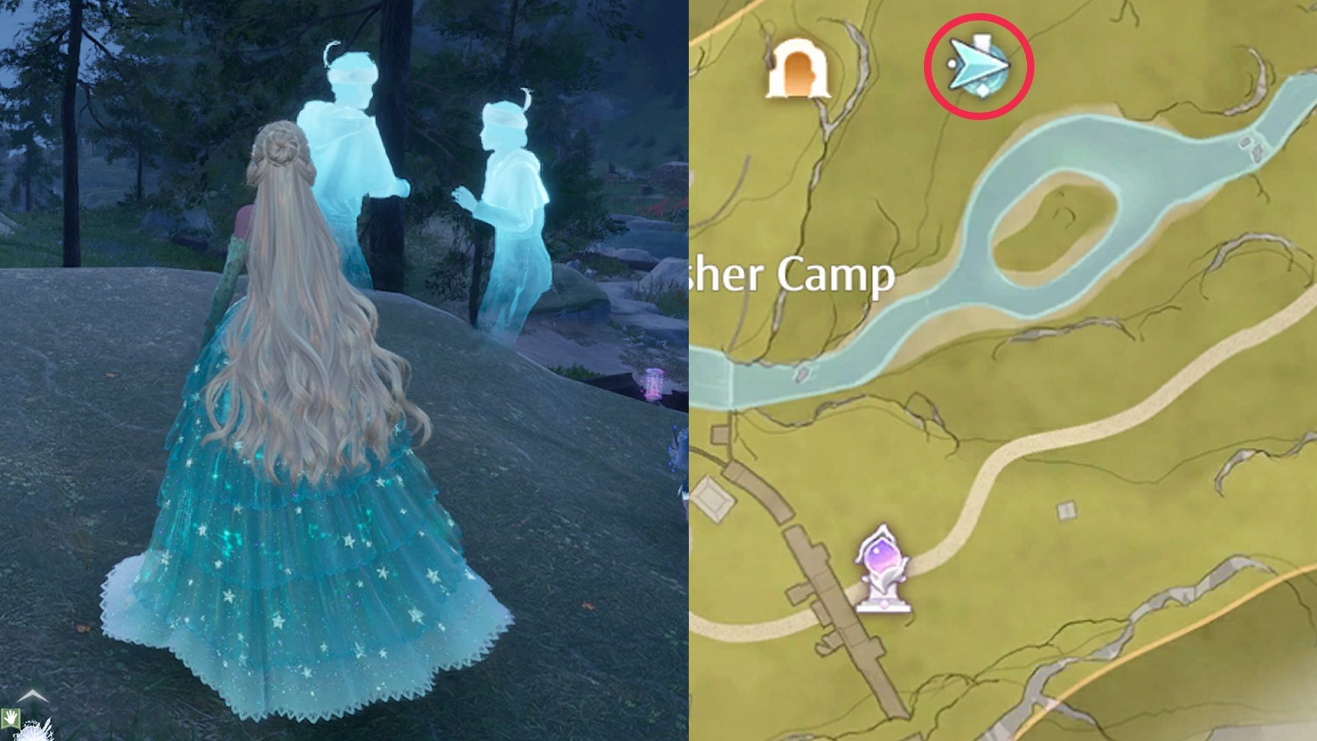 Location of the dancing shadows (Image via Sportskeeda Gaming/Infold Games)