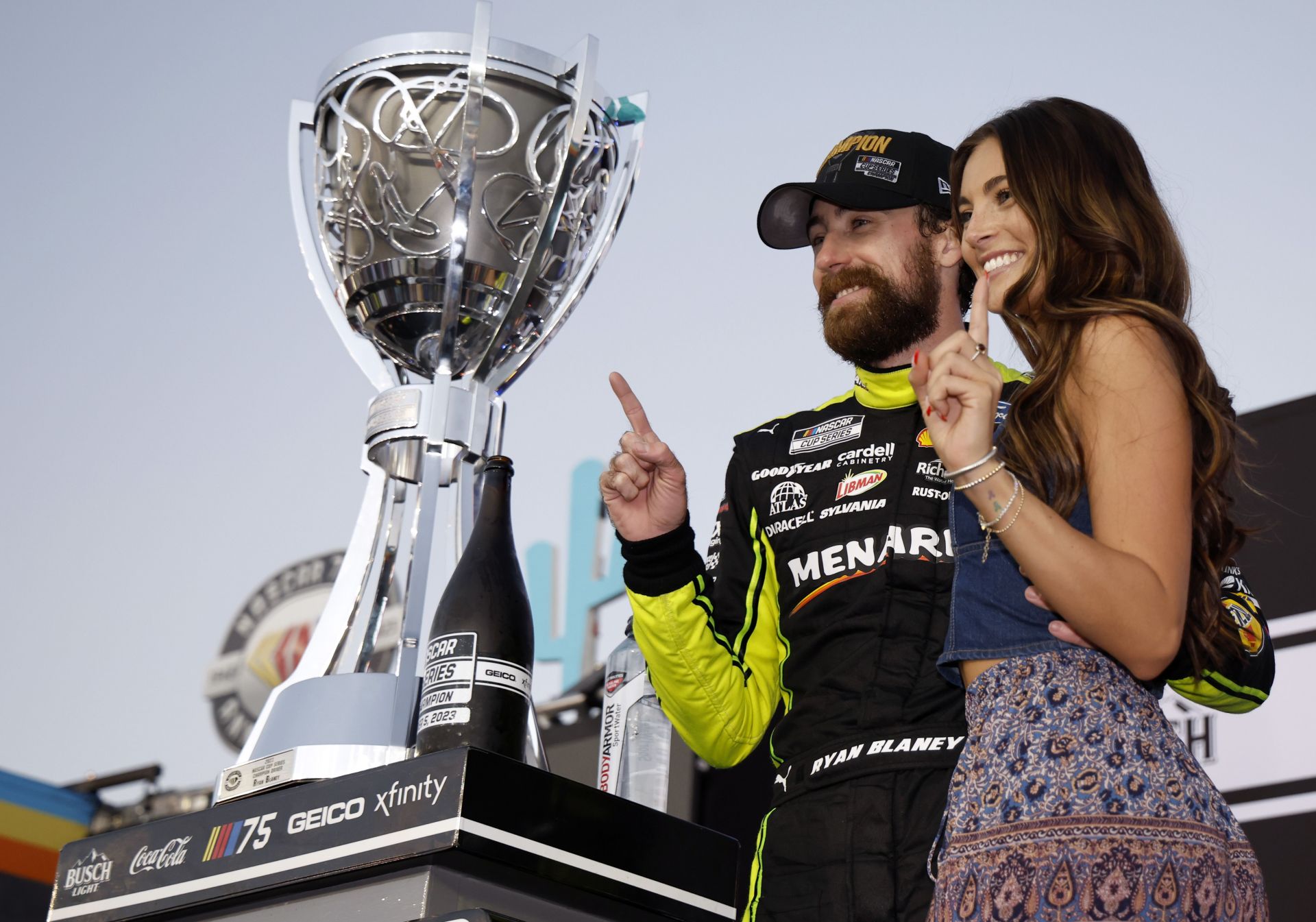 Ryan Blaney with Gianna Tulio after winning the 2023 NASCAR championship - Source: Getty