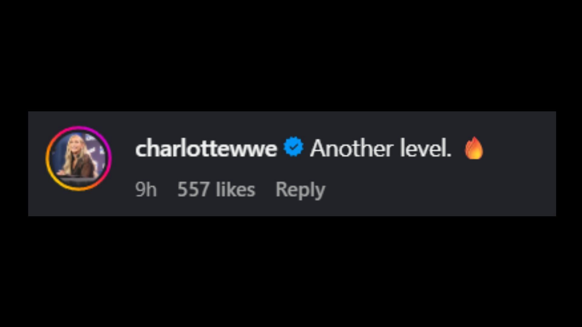 Screenshot of Charlotte Flair&#039;s comment [Image credit: Naomi&#039;s Instagram handle]