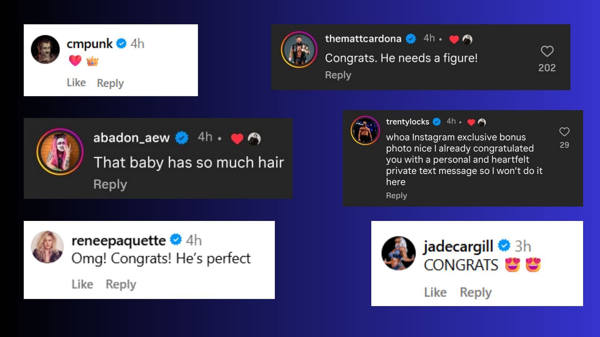 Stars react to Danhausen&#039;s announcement [Image credit: The AEW star&#039;s Instagram account]