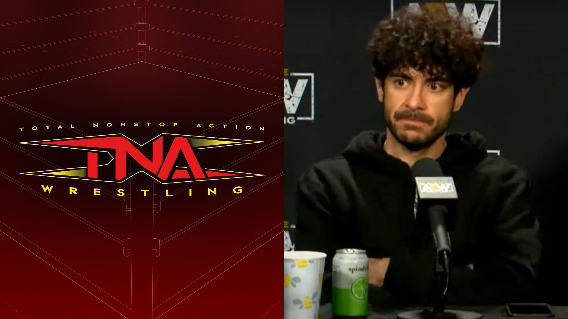 TNA logo (left) and AEW president Tony Khan (right). (Image credits: TNA Facebook page &amp; AEW YouTube channel)