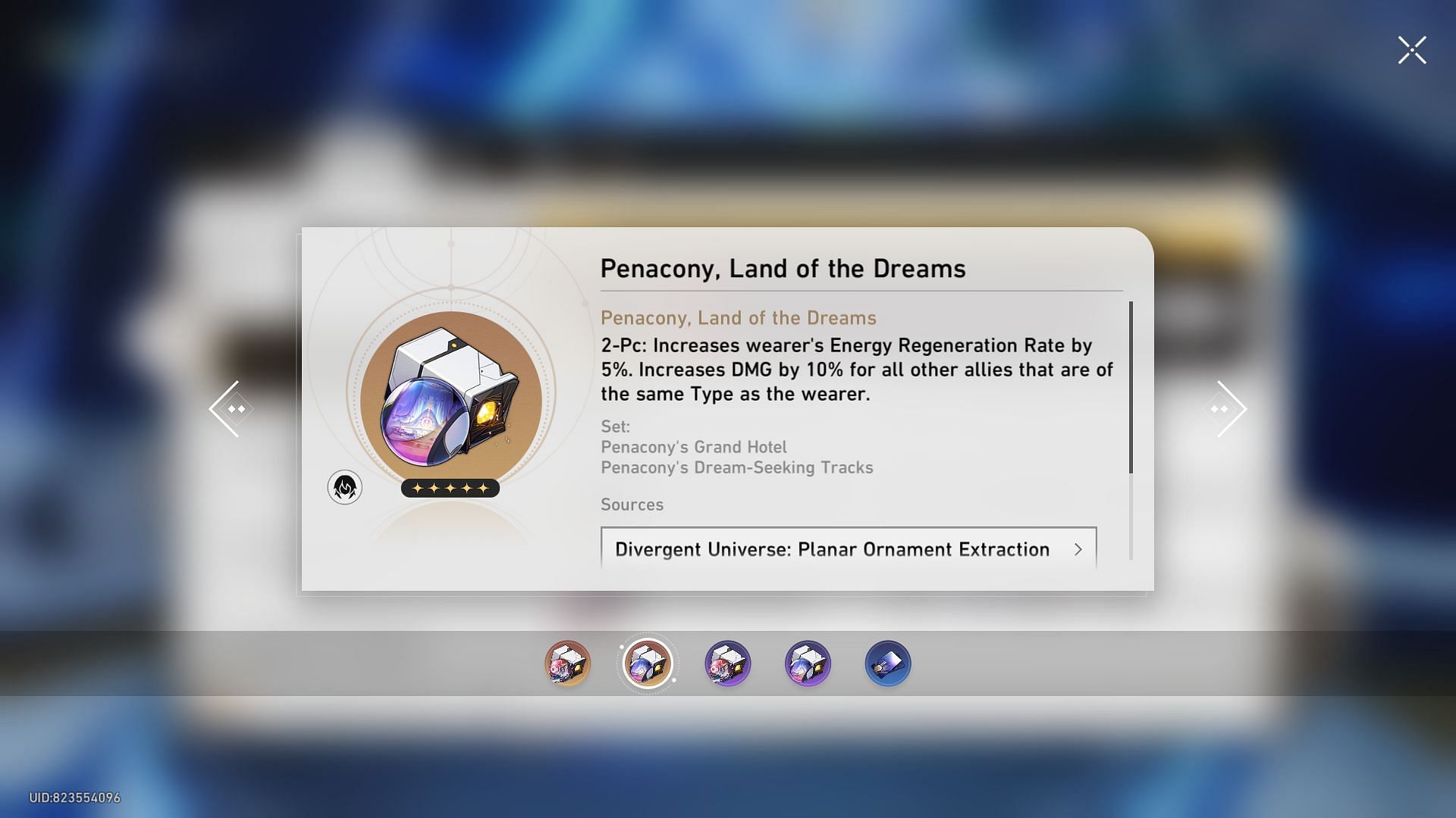 Penacony, the Land of Dreams Planar Ornament set (Image via Sportskeeda Gaming || HoYoverse)