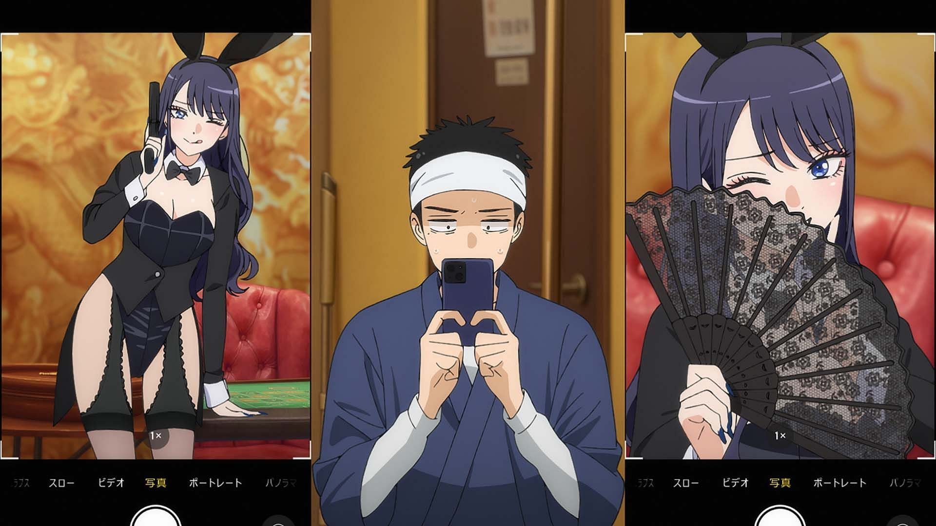 Marin's new cosplay as Gojo takes her pictures (Image via CloverWorks)