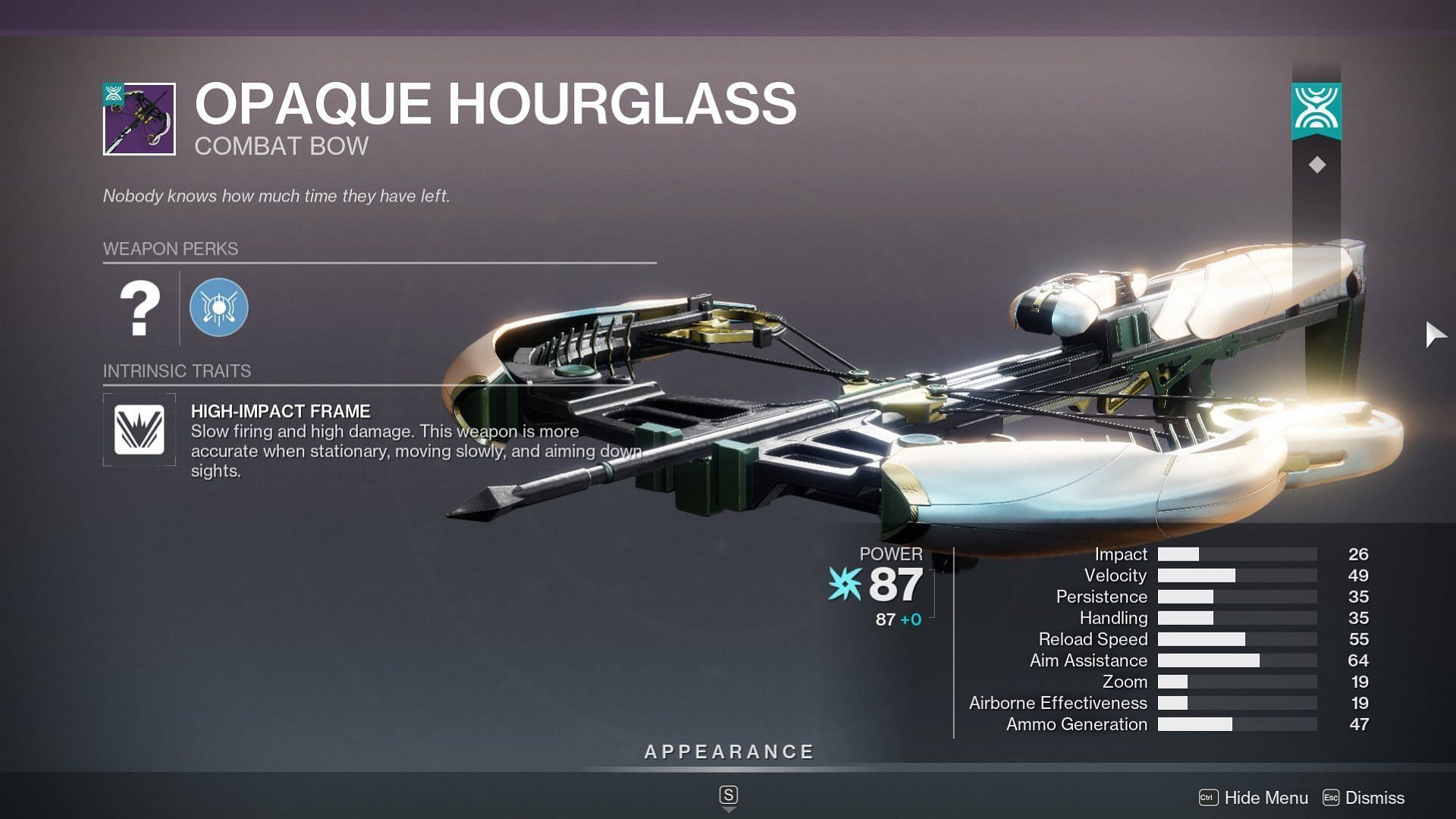Opaque Hourglass (Image via Twitter @harryy2533 || Bungie)