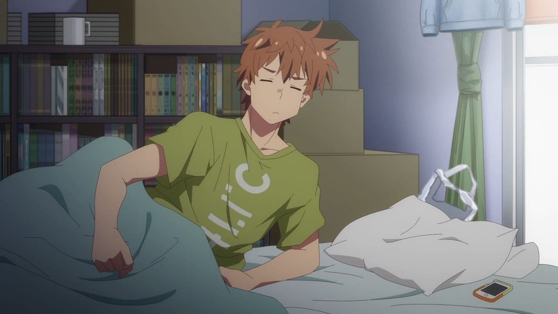 Kazuya wakes up in the morning (Image via TMS Entertainment)