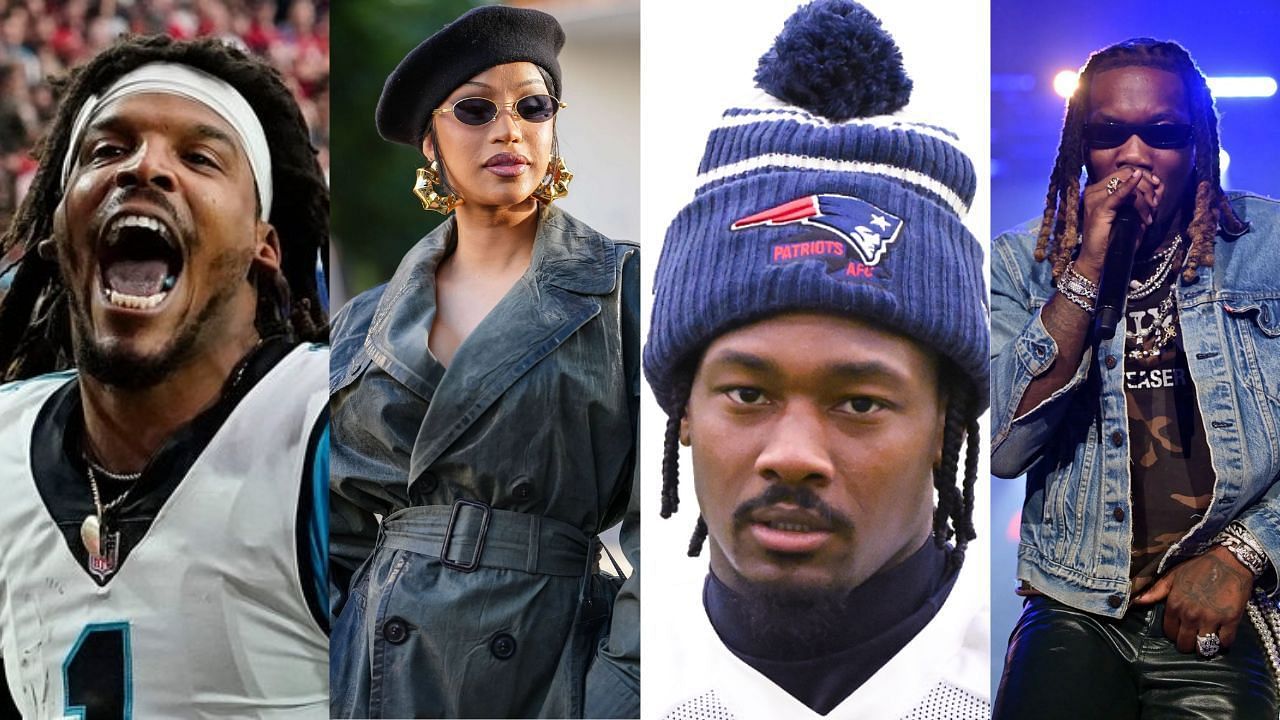 Cam Newton has some notes for Offset. [Image source: Getty and Imagn]