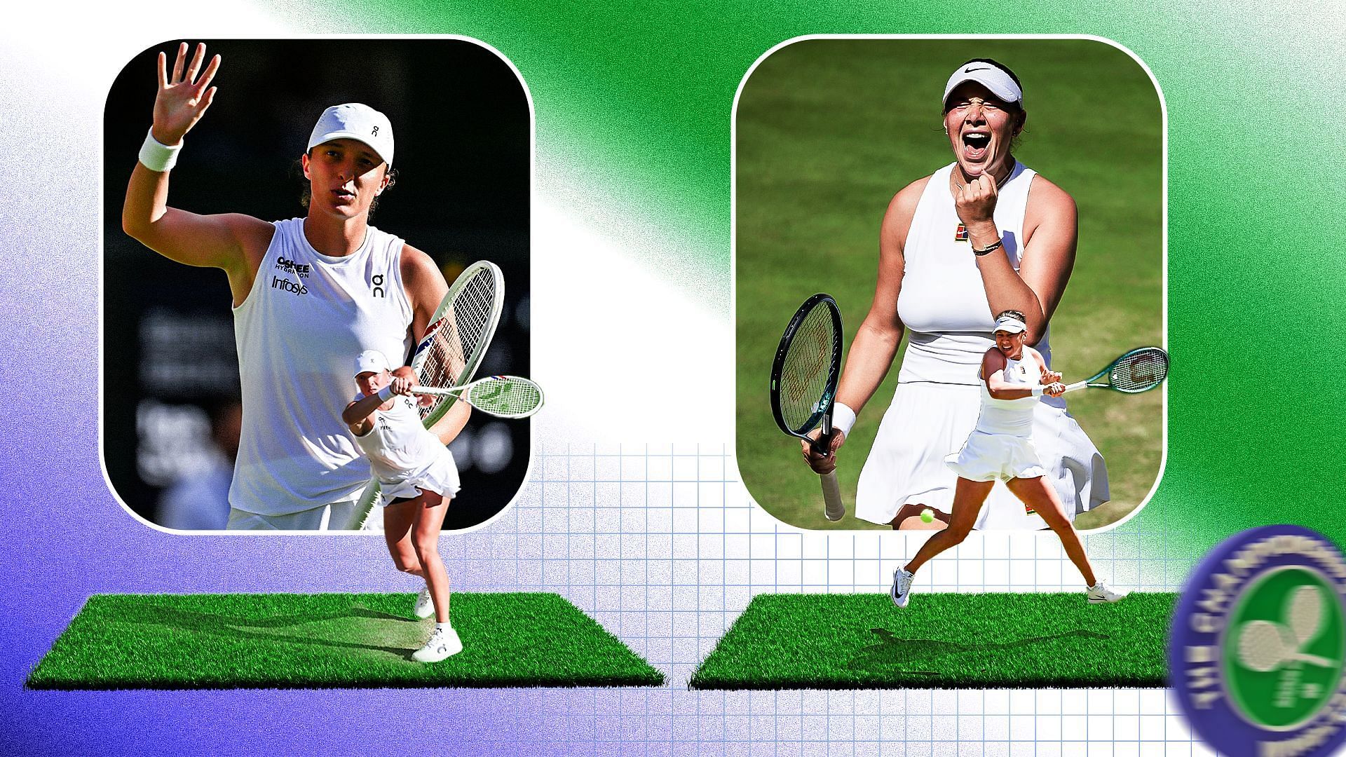 Iga Swiatek will face Amanda Anisimova in the final of Wimbledon 2025. (Photos: Getty)