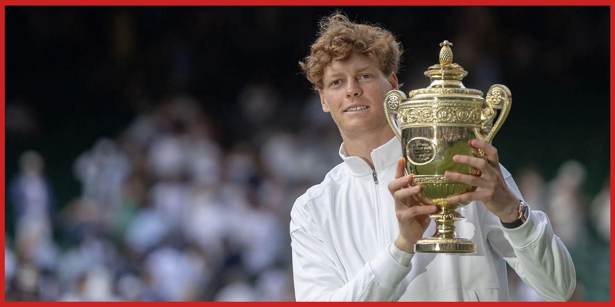 Jannik Sinner with the Wimbledon 2025 trophy. (Source: Getty)